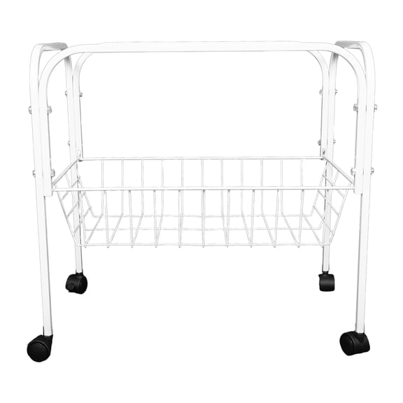 Uonlytech Heavy Duty White Iron Cage Stand with Wheels - Versatile for Indoor Use