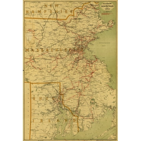 - Electric railway map of eastern New England Poster Print