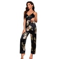 thumbnail image 4 of A AGROSTE Women's Silk Satin Pajamas Set 2 Pcs Floral Silky Pj Sets Sleepwear Cami Nightwear with Pant, 4 of 7