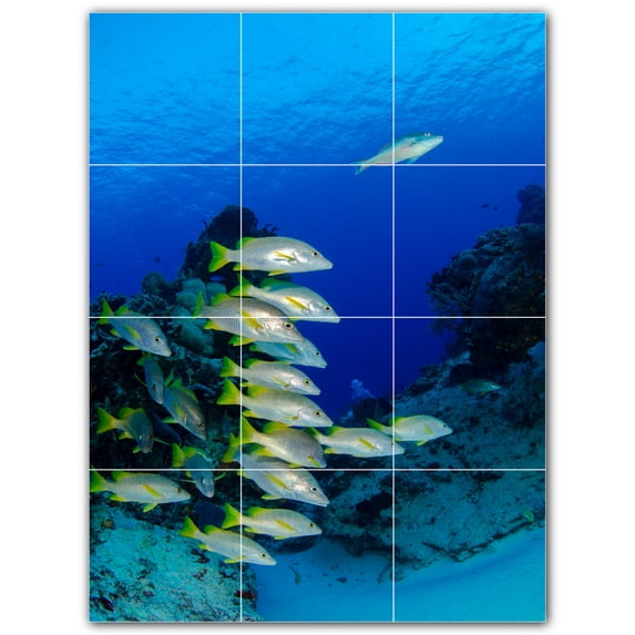 Picture-Tiles.com: Coral Ceramic Tile Wall Mural WAL500418-34XL. 36"W x 48"H using (12) 12" x 12" Ceramic Tiles-Satin Finish