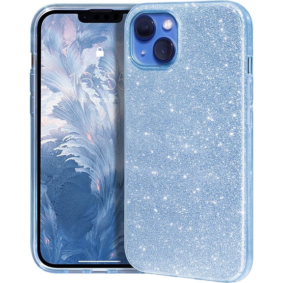 Compatible with iPhone 14 Case Bling Sparkle Cute Girls Women Protective Cases Cover for iPhone 14 6.1" 2022 (Blue), iPhone 14-6.1'', Blue Design