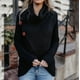 thumbnail image 1 of Suéter de punto irregular de manga larga con abertura distintiva y cuello redondo para mujer de estilo europeo y americano para otoño e invierno, 1 of 6