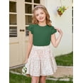 thumbnail image 7 of Arshiner Girls T Shirts Lace Petal Short Sleeves Kids Crewneck Casual Blouse Summer Tops Tees, 7 of 7