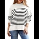 thumbnail image 1 of Suéteres de Murciélago Extragrandes para Mujer, Conjuntos de Otoño 2025, Suéteres de Cuello Redondo de Punto con Abertura Lateral, Tops de Moda. Rayas Blancas XL, 1 of 8