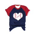 thumbnail image 4 of Clearance! Hontri Women's Color Block Raglan Baseball Letters Printed Round Neck Casual Short Sleeve Baseball T Shirt Women's T-Shirts Navy Xl, 4 of 4