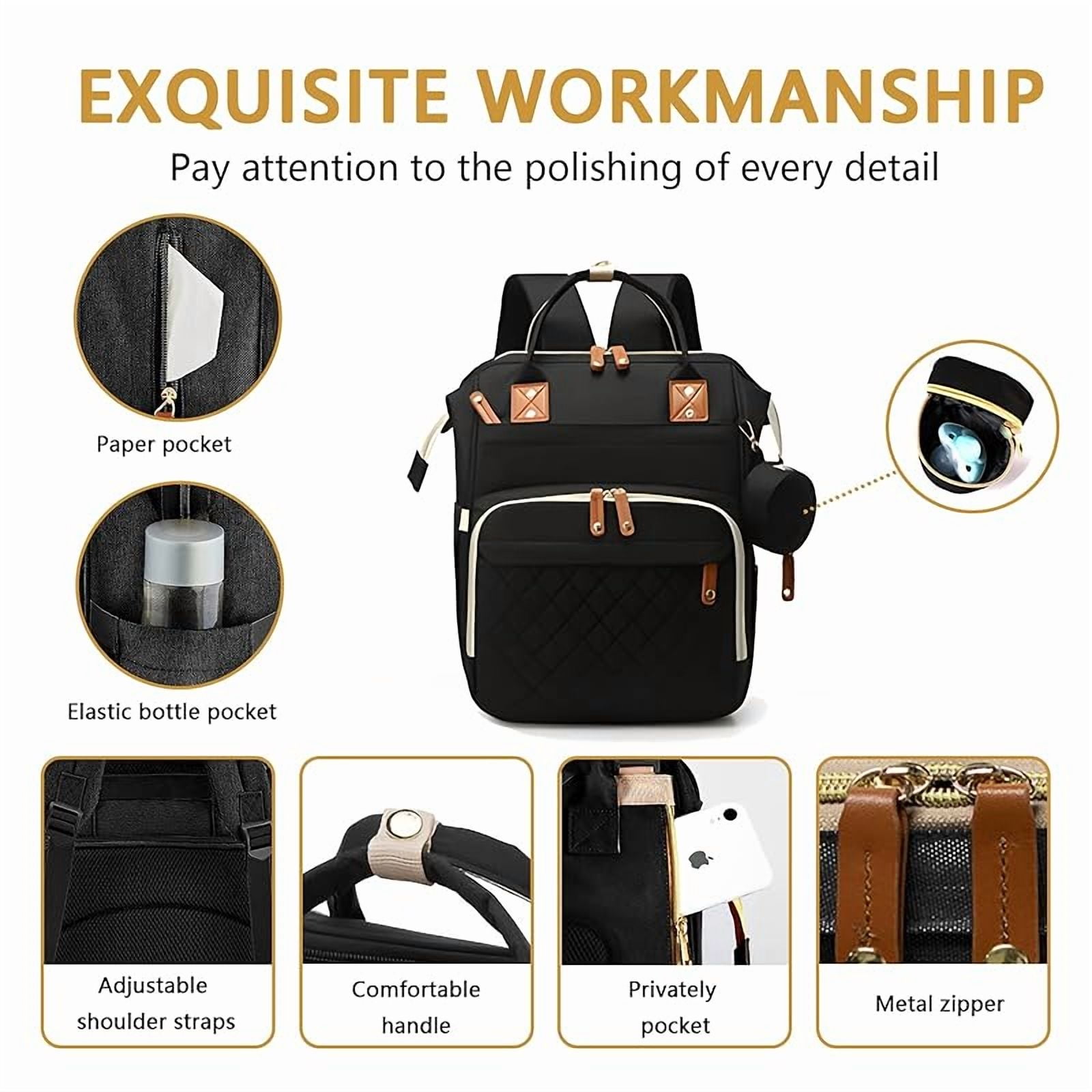 Diaper Bag Backpack with Changing Station, Foldable for Bady Toddler, 3 in 1 Large Capacity Newborn Essentials Organizer with Stroller Hook for Girls and Boys