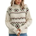 thumbnail image 2 of Karight Womens Vintage Fair Isle Sweater Long Sleeve Chunky Knitted Pullover Tops Boho Argyle Western Fall Winter Clothes, 2 of 9