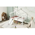 thumbnail image 6 of Twin Low Loft House Bed with Slide, Ladder, Safety Guardrails, House Roof Frame, White, 6 of 9