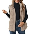 thumbnail image 4 of cocolona Womens Winter Vest Sleeveless Zipper Stand-up Collar Puffer Vest Lightweight Casual Quilted Jacket Coats with Pocket, 4 of 7