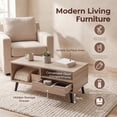 thumbnail image 6 of ELLEGNT Coffee Table with Storage Drawer and Open Shelves - Rustic Rectangle Center Table for Living Room, Natural, 6 of 9