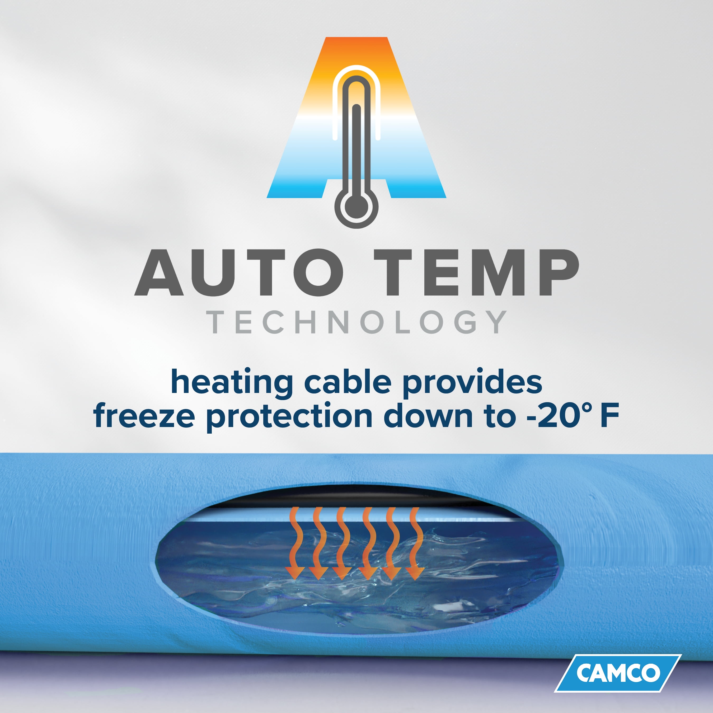 Camco 12-Foot Heated Water Hose for RV - Water Line Freeze Protection (22910)