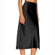 thumbnail image 3 of Falda midi de satén con abertura y cintura alta para mujer - Cintura elástica, color liso - S-XL, 3 of 6