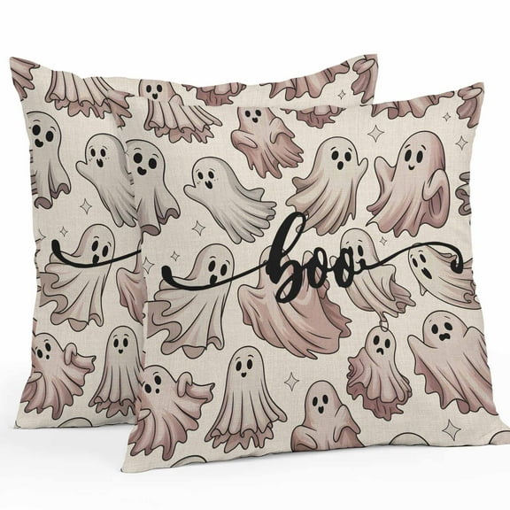 Outdoor Waterproof Pillow Covers Halloween Horror Cute Ghost Decorative Throw Pillow Protectors,Vintage Pillowcase Cushion Cases for Patio Sofa Garden Couch,16x16in,Pack of 2