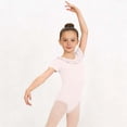 thumbnail image 4 of HAOTAGS Girls Ballet Leotard for Dance Practice,Scoop Neck Solid Color Short Sleeve Bodysuit Gymnastics for Girls White 7-8, 4 of 5