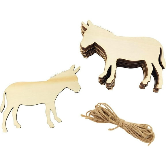 30 Pack 4 Inch Wood Donkey Cutouts Unfinished Wooden Animal Donkey Hanging Ornaments DIY Animal Donkey Craft Gift Tags for Home Party Decoration Craft Project