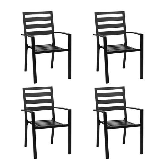Ktaxon 4pcs Patio Metal Dining Chairs, Outdoor Armrests Seating, Waterproof Heavy-Duty Outdoor Chairs for Garden Lawn Yard, Black
