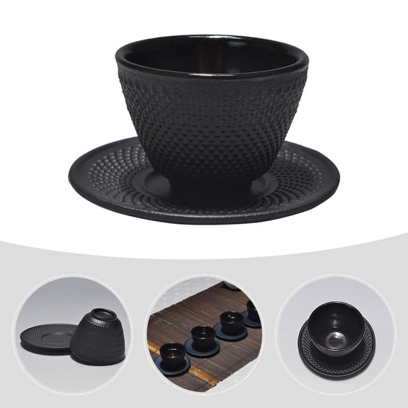 GOOHOCHY 1 Set Cast Iron Tea Cup and Saucer Classic Shape Retro Style for Home and Office Use
