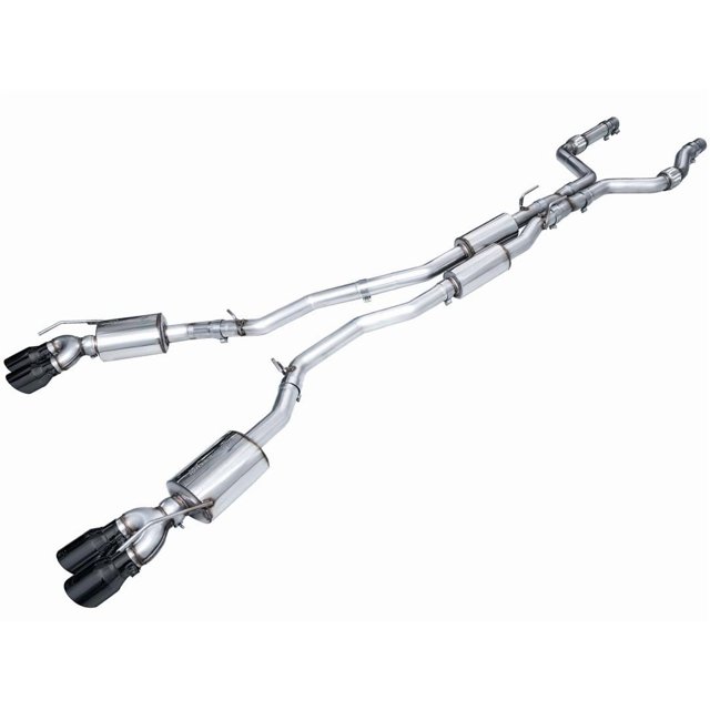 AWE Tuning Exhaust System Kit 3015-43625 Touring Edition Cat-Back System; T304 Stainless Steel; With Muffler; Dual Exhaust With Dual Exits; Rear Exit; 4.5 Inch Diamond Black Tips