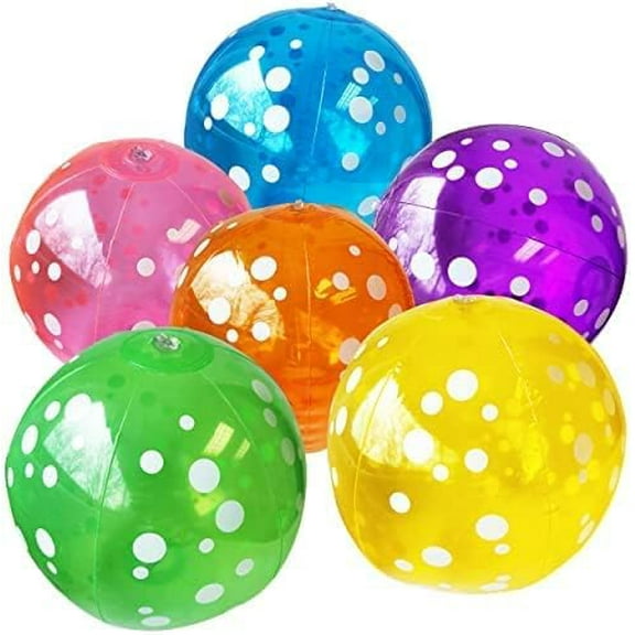 Beach Balls Bulk – Polka Dots Beach Balls for Kids & Adults – 6 Beach Balls in 6 Colors – Inflatable Beach Ball 9-inch (6 Pack)