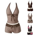 thumbnail image 4 of 2 Piece Y2k Polka Dot Halter Bikini with Shorts Women Girls Cute Beach Tankini Swimsuit Vintage Bathing Suit Set, 4 of 4