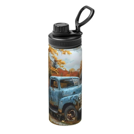

Goofa Rustic Vintage Truck Autumn Print 18oz Sports Insulated Kettle With Straw Water Bottle Sports Water Bottle For Running Hiking Cycling Climbing Mans Womans