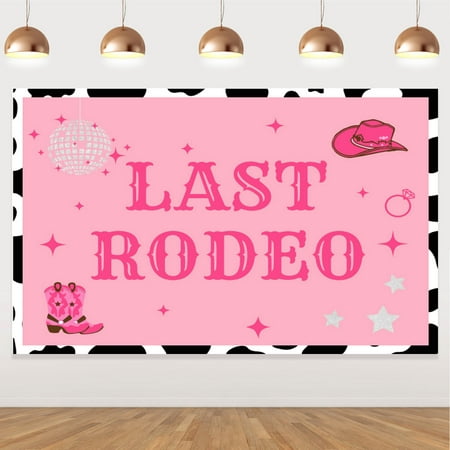 Image of Last Rodeo Cowgirl Theme Backdrop Bachelorette Party Decorations for Girls Western Cowgirl Background Decoration Bridal Shower Hen Party Decor Supplies