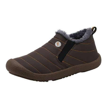 

Women Walking Shoes Fashion Winter Women Snow Boots Flat Soft Bottom Non Slip Plush Warm And Comfortable Slip On Solid Color Simple Style Snow Boots for Women Brown
