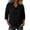 Black, variant on Women's Linen Cotton Button Down Shirt, V Neck 5/5 Sleeve Loose Fit Blouse for Women, Summer Casual Commuter Open Front Top, Elegant Literary Tunic Daily Wear Top(Color Pink Size M)