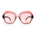 thumbnail image 3 of Womens Oversized Dimensional Thick Rectangle Retro Fashion Plastic Sunglasses [All Burgundy], 3 of 7