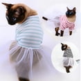 thumbnail image 3 of HQREA Cat Dress for Cats Summer Kitten Shirts Dress Stripe Puppy Princess Skirt Girl Pet Holiday Outfits Chihuahua Clothes, 3 of 6