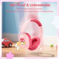thumbnail image 5 of LOBKIN Kids Headphones,Bluetooth 5.4,Over Ear Kids Headphones with Mic 35H Playtime 85dB Safe Volume Limited Foldable Design for Girls Travel/School/Tablet (Pink), 5 of 10