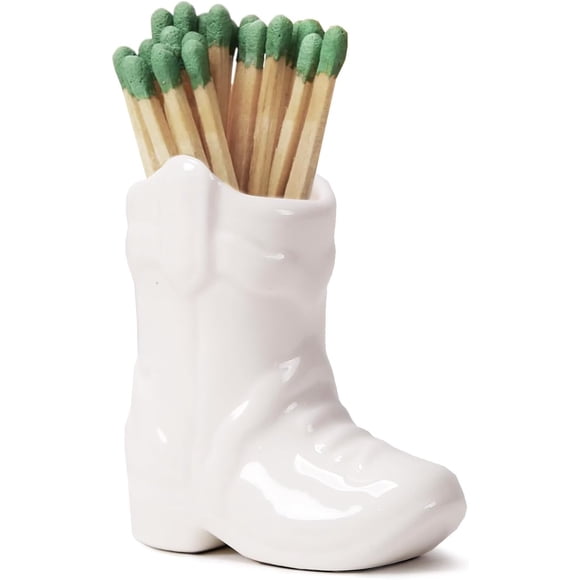 ZUHSAN Cowboy Boot Match Holder With Striker for decorative matchsticks Ceramic Cowgirl Boot Decor Aesthetic Small Cute Matchstick Box Western Decorative Mini Matchesboxes For Bathroom Fireplace