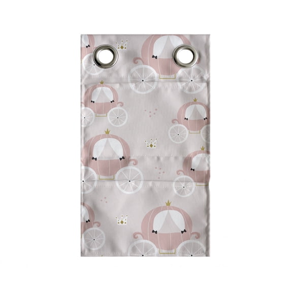 Pastel Hanging Pocket Organizer, Themed Carriage Fiction Shower Girls Cartoon Design, Printed Polyester Storage Bag with Pockets, 9" x 27", Pale Pink White