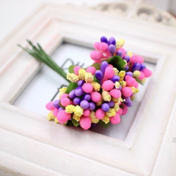 12/36/72/144 Uds Mini estambre flor flores artificiales artesanía flores falsas para ramo de boda fiesta decoración de colección de recortes DIY Dengxun unisex