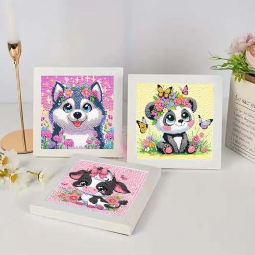 6 Pack Diamond Painting for Kids,Animals Diamond Art Kits for Kids Arts and Crafts for Kids Ages 8-12 Kids' Mosaic Kits DIY Paint by Number Diamond Dots for Home Wall Decor 6 X 6Inch