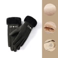 thumbnail image 2 of Bjutir Winter Ski Inner Glove Lined Men Women Outdoor Cycling Plus Windproof Cold Warm Flip Finger Screen Gloves Black, 2 of 3