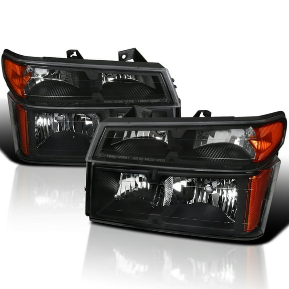 Spec-D Tuning Black Housing Clear Lens Headlights  Bumper Lights Compatible with 2004-2012 Chevy Colorado, GMC Canyon, L R Pair Head Light Lamp Assembly