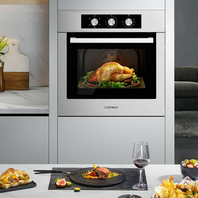 Costway 24'' Single Wall Oven 2.47Cu.ft Built-in Electric Oven 2300W w/ 5  Cooking Modes