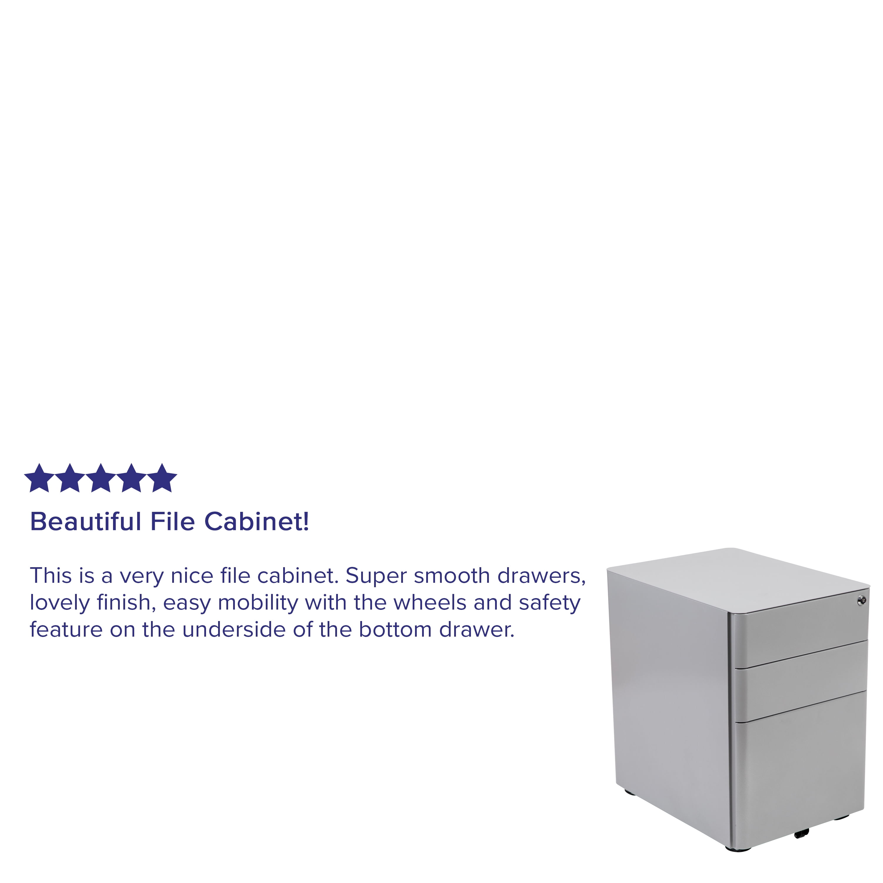 Flash Furniture Warner Modern 3-Drawer Mobile Locking Filing Cabinet with Anti-Tilt Mechanism and Hanging Drawer for Legal & Letter Files, Gray