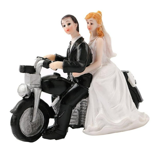 Inteprter Boda novia novio pareja motocicleta resina estatuilla pastel decoración Type3 NO3