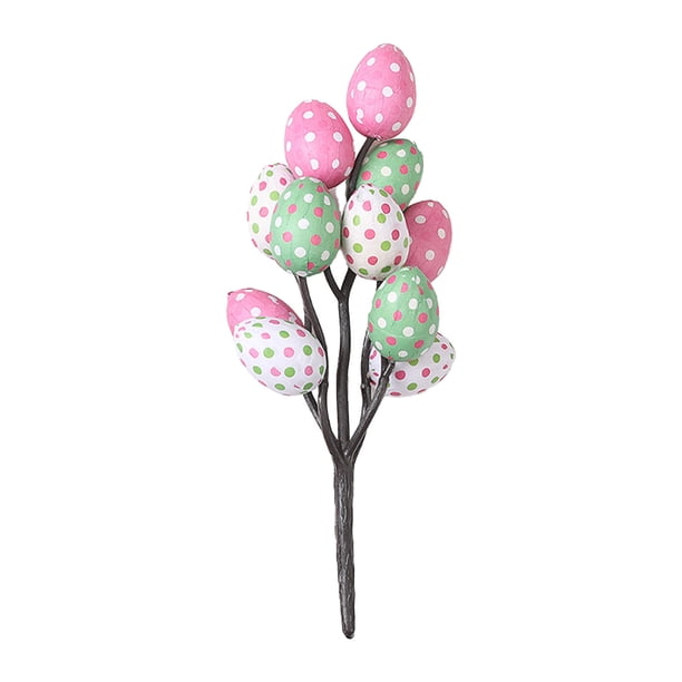 Flores de Pascua Artificiales para la Decoración Ramos de Huevo Impresas 25cm, Plástico Y Tallo de Hierro para Jarrón Y Decoraciones de Pascua para el Hogar