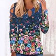 thumbnail image 1 of Puntoco Mujeres Moda Casual Imprimir Cuello Redondo Suelto Manga Larga Camiseta top Blusa Pullover Puntoco Puntoco-1594, 1 of 4