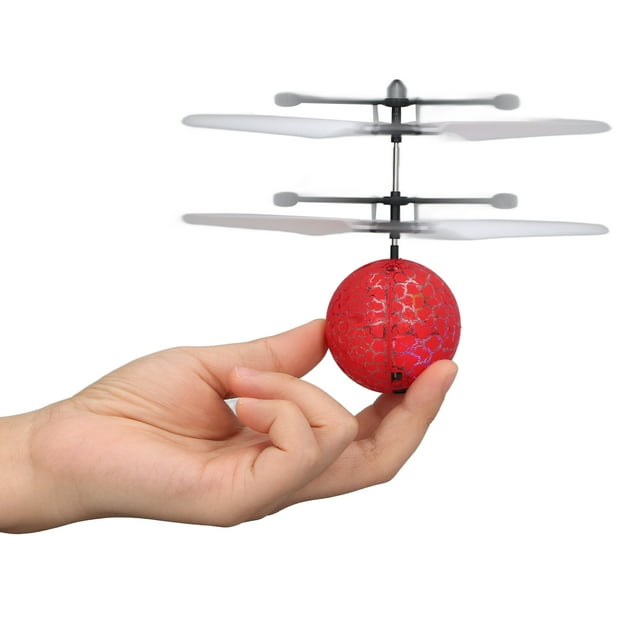 Flying Ball, Kids Flying Toy USB Charging Wind Blade Intelligent Reinforced Wind Blade Levitation Chip LED Light for Kids Above 3 Years Old for Indoor Red