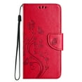 thumbnail image 3 of Feishell Slim Wallet Phone Case for Google Pixel 9 / 9 Pro,Butterfly & Floral Embossed PU Leather Anti-Scratch Shockproof Magnetic Clasp Flip Kickstand Credit Card Slots Phone Cover,Red, 3 of 9