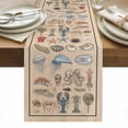 thumbnail image 2 of Marine Life Table Runner, Retro Sea Star Jellyfish Lobster Linen Texture Cotton Linen Kitchen Table Decoration Washable Dining Tabletop Runners for Home Party Decor 14x72 Inches, 2 of 9