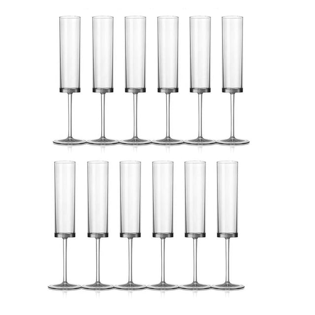 Copas de champán de 6 oz, cuadradas, con tallo, reutilizables, para bodas, paquete de 12, transparentes