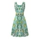 thumbnail image 5 of Vestido informal de verano para mujer, sin mangas, hasta la rodilla, plisado, para el sol, con estampado floral de arcoíris degradado teñido anudado Pompotops  ghjkhdj10671, 5 of 5
