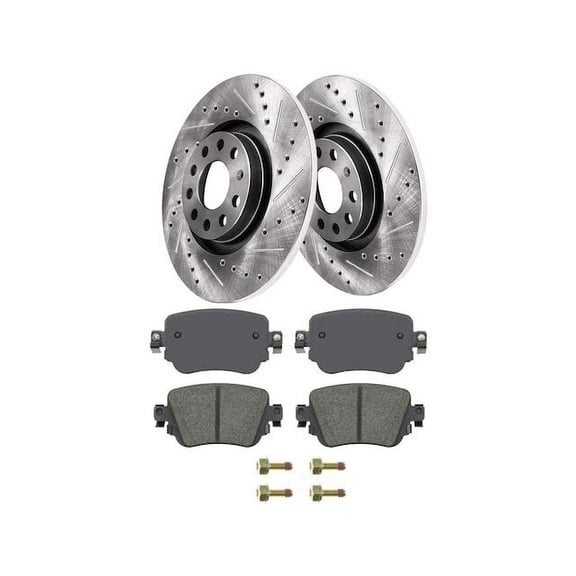 Rear Brake Pad and Rotor Kit - Compatible with 2015 - 2021 Volkswagen Passat 2016 2017 2018 2019 2020