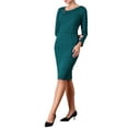 thumbnail image 4 of INSPIRE CHIC Women's Dress Formal Asymmetrical Neck Long Sleeve Midi Stretch Dresses S Peacock Blue, 4 of 5