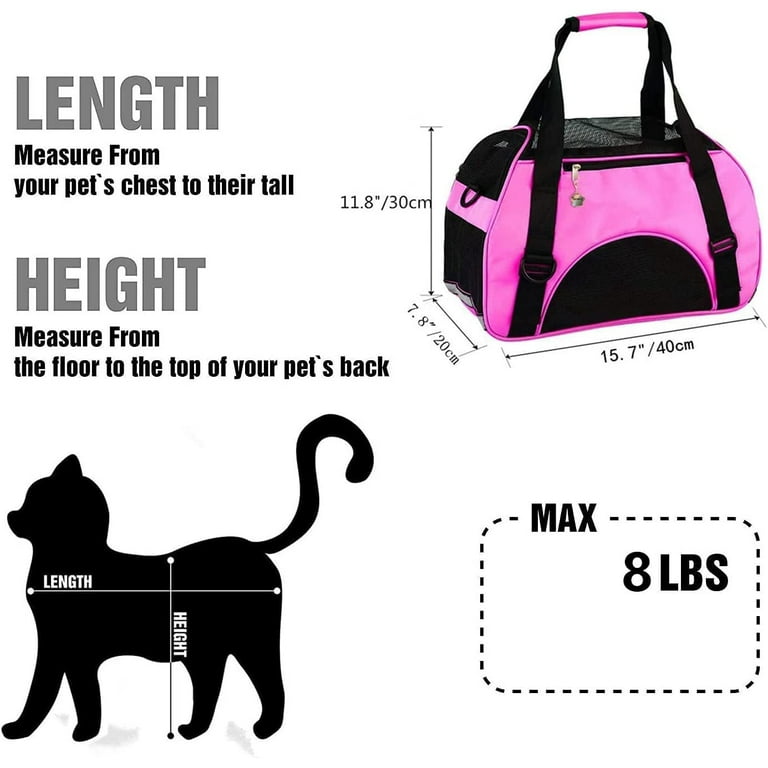  Conlun Cat Carrier Airline Approved, Soft-Sided Dog Carrier  with Inner Safety Leash, Pet Transport Carrier for Small-Medium Cats  Puppies up to 15 Lbs, Collapsible Travel Kitten Carrier Bag -Purple M 